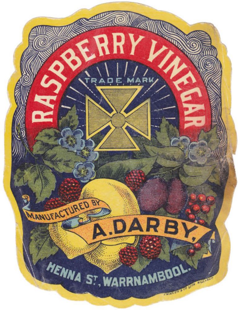 Darby Henna Warrnambool Raspberry Vinegar Niven Label