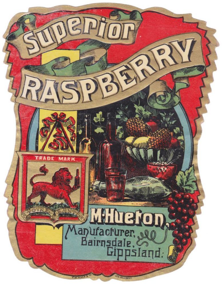 Hueton Bairnsdale Gippsland Raspberry Niven Label