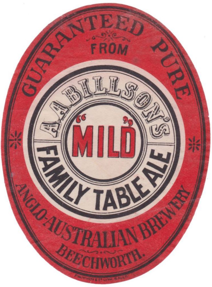 Billson's Family Table Ale Beechworth Niven Label