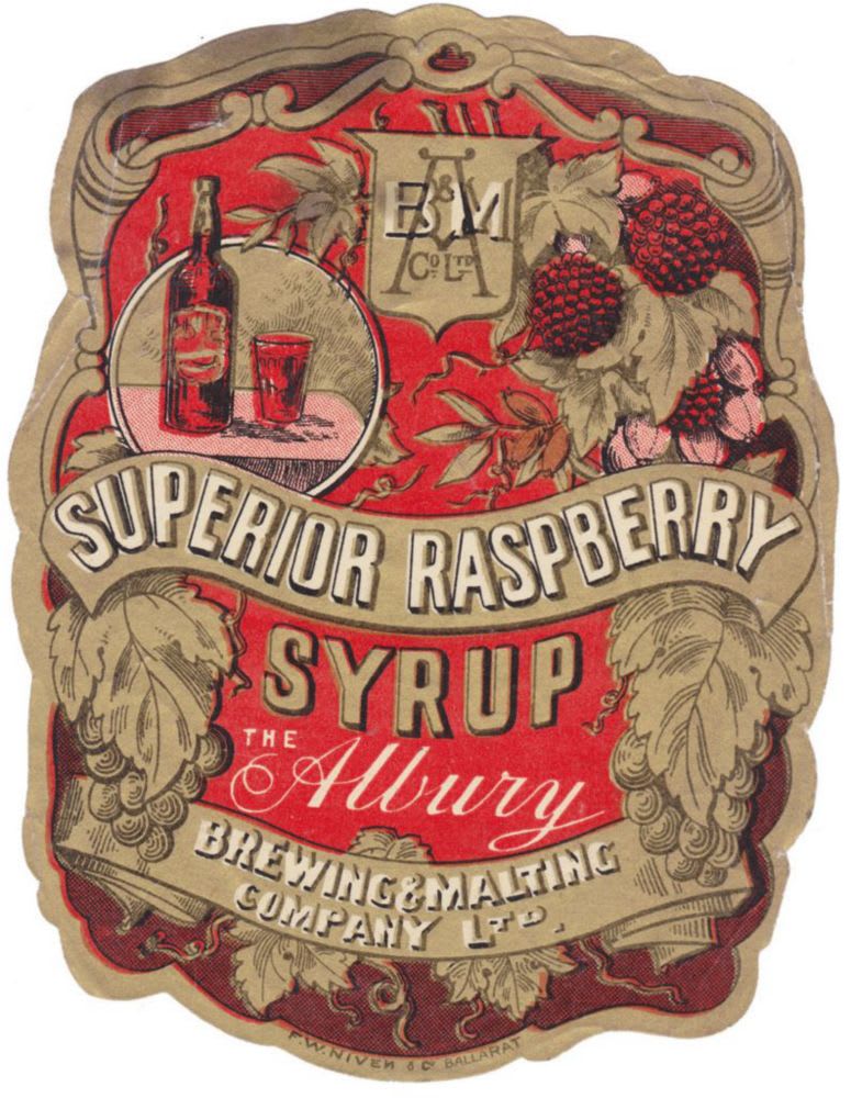 Albury Brewing Malting Raspberry Syrup Niven Label