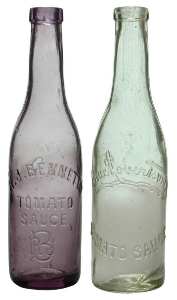 Collection old Antique Sauce Bottles