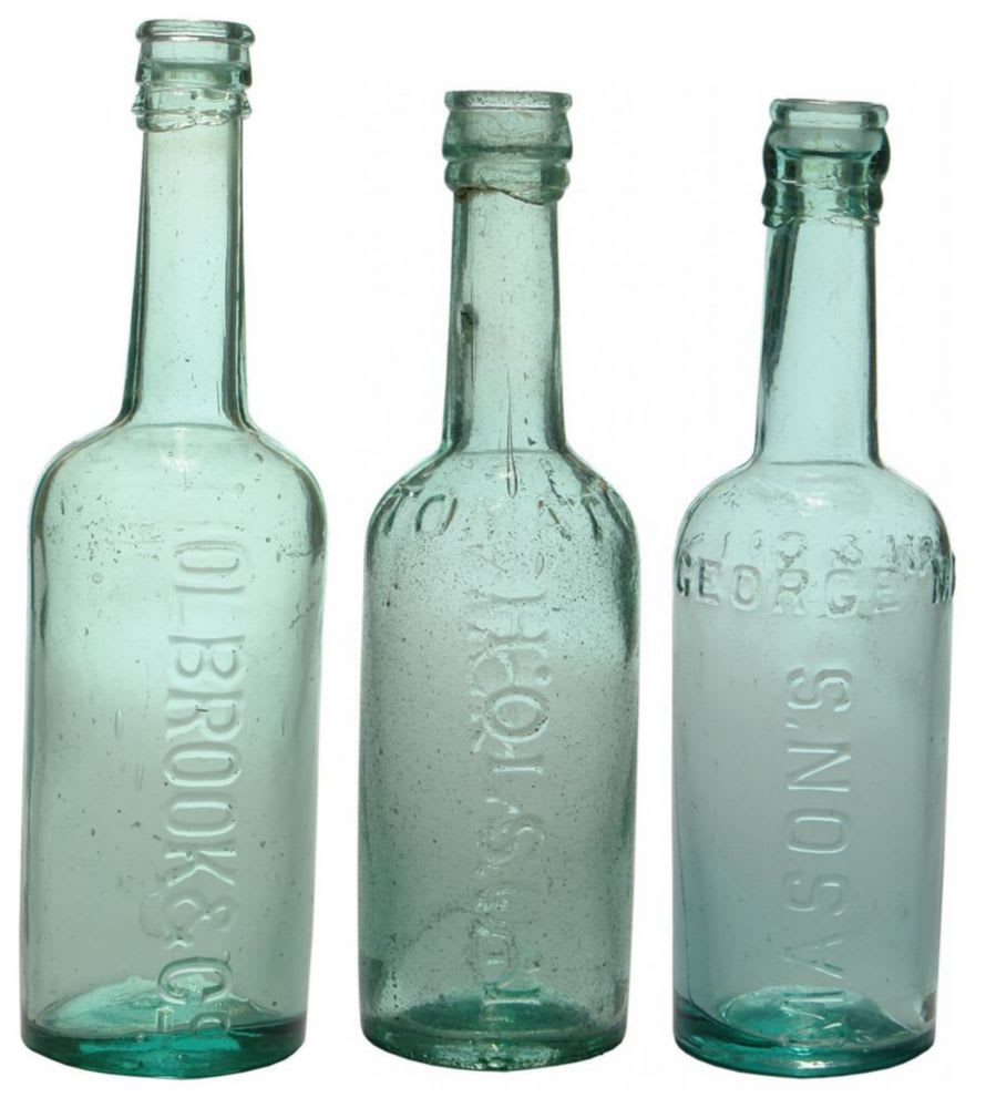 Collection old Antique Sauce Bottles