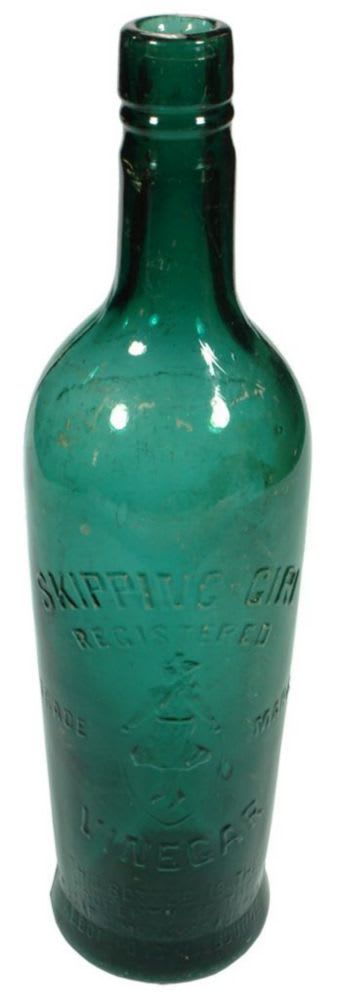 Skipping Girl Vinegar Abbotsford Green Glass Bottle