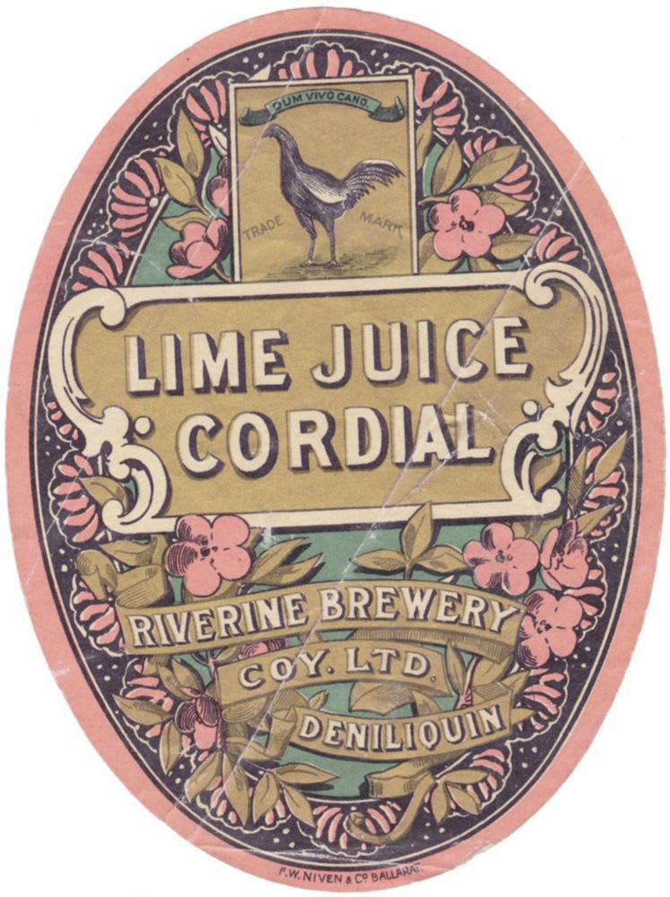 Riverine Brewery Deniliquin Lime Juice Cordial Niven Label
