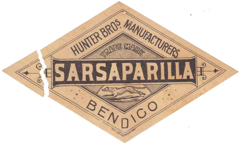 Hunter Bros Bendigo Sarsaparilla Niven Label