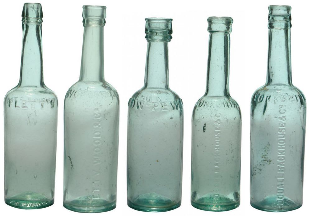 Collection old Antique Sauce Bottles