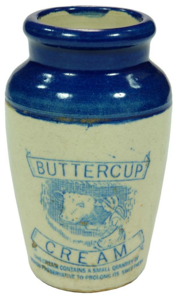 Buttercup Blue Top Stoneware Cream Jar