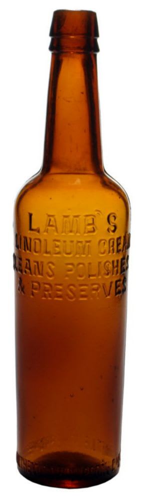 Lamb's Linoleum Cream Amber Glass Bottle