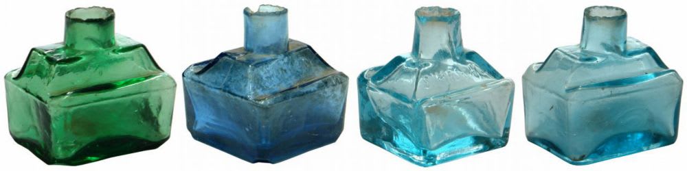 Blue Glass Ink Bottles