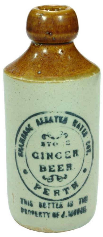 Shamrock Aerated Water Moore Perth Stoneware Bottle