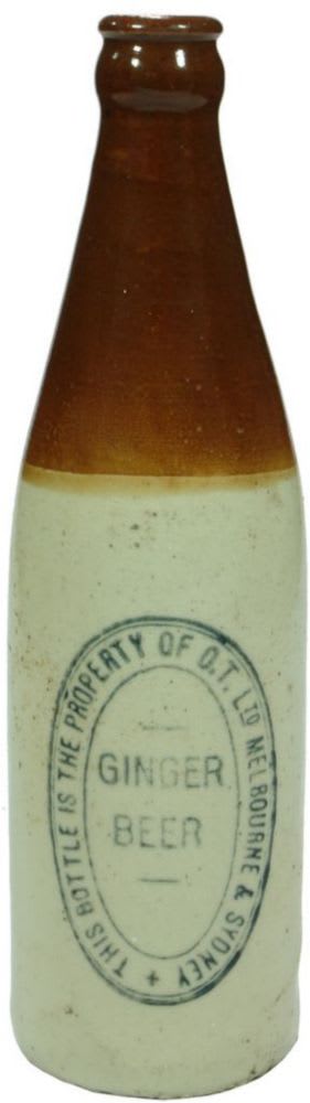 OT Melbourne Sydney Ginger Beer Stone Bottle