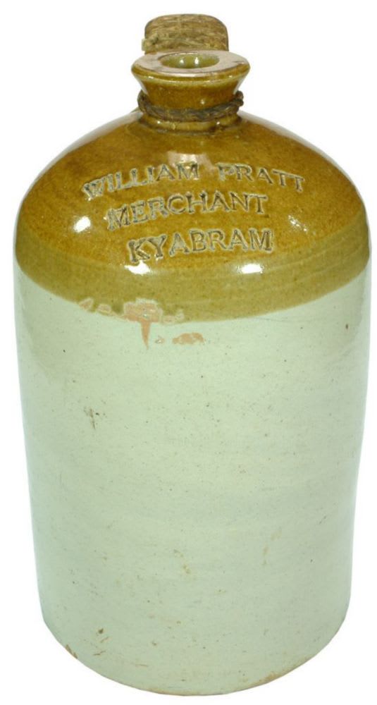 William Pratt Merchant Kyabram Impressed Stoneware Demijohn
