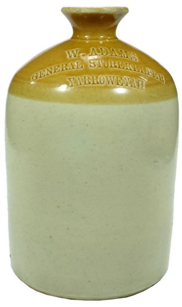 Adams General Storekeeper Yarroweyah Impressed Stoneware Demijohn