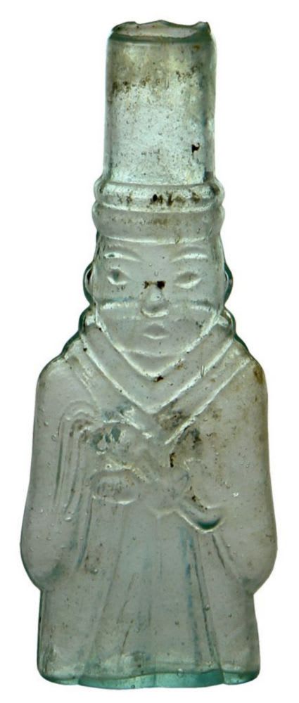 Figural Man Glass Bottle