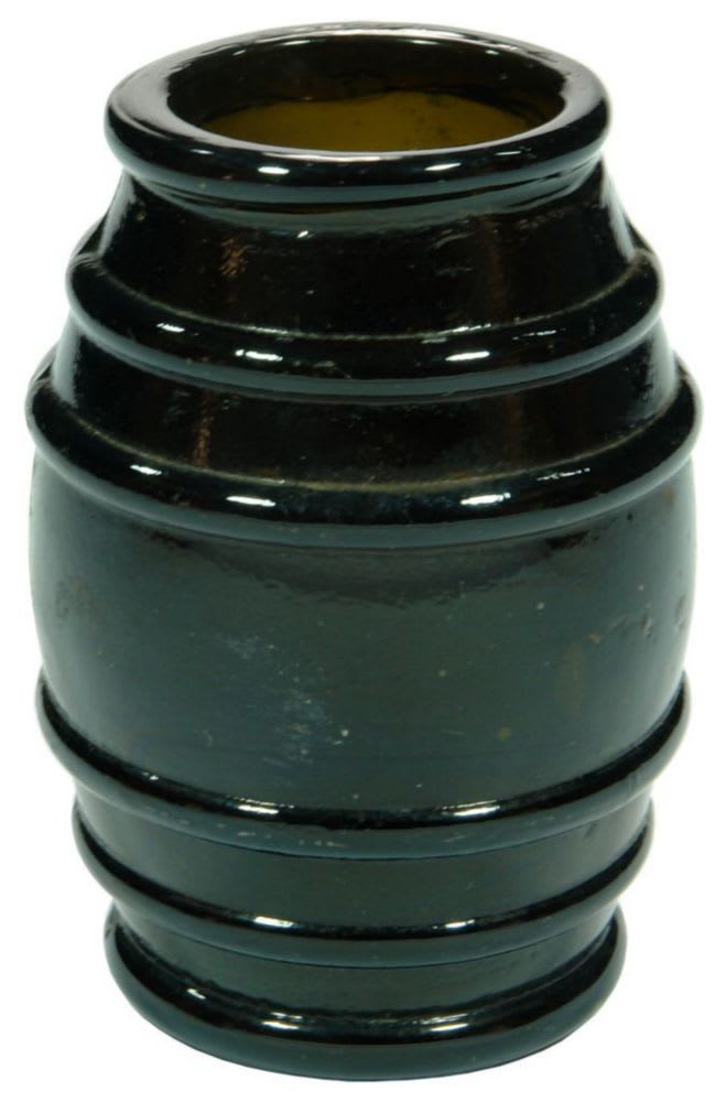 Black Glass Barrel Shaped Meat Paste Jar