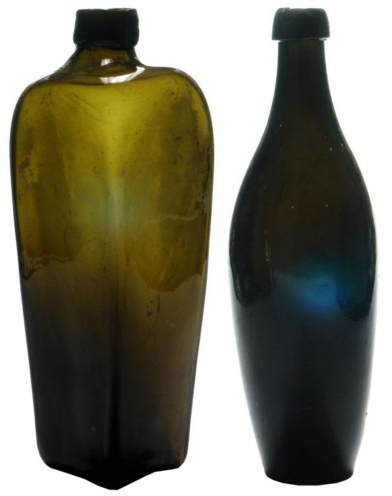 Antique Black Glass Bottles