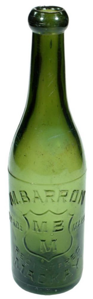Barron Mackay Green Glass Blob Top Bottle