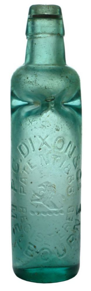 Dixon Patent 1888 Melbourne Codd Marble Bottle