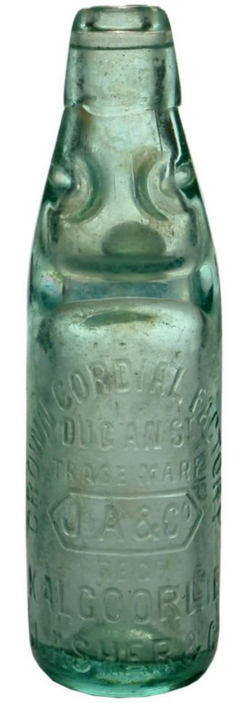 Asher Crown Cordial Factory Kalgoorlie Codd Bottle
