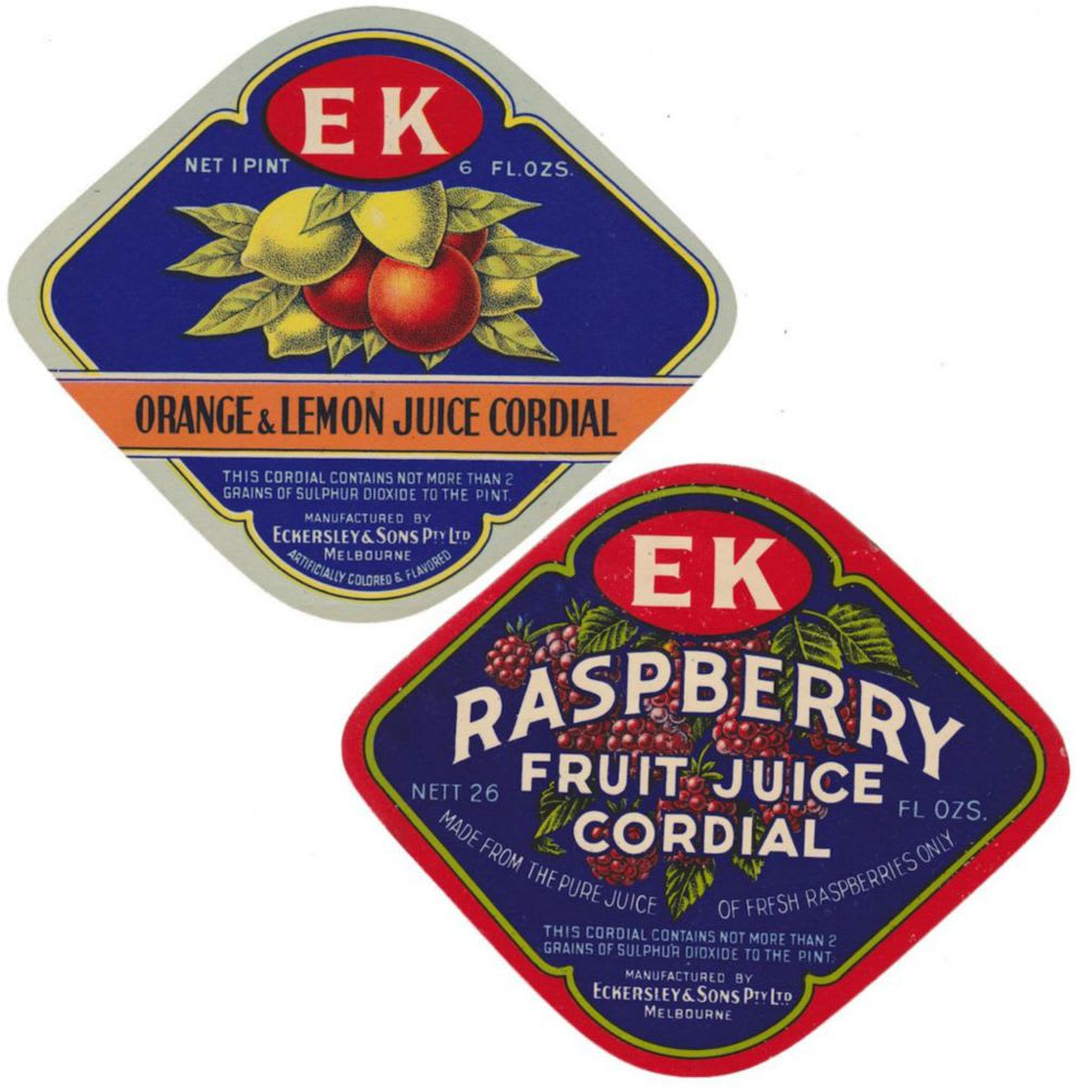 Eckersley Melbourne Cordial Labels