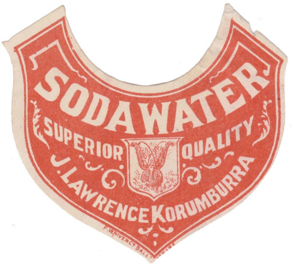 Lawrence Korumburra Soda Water Label