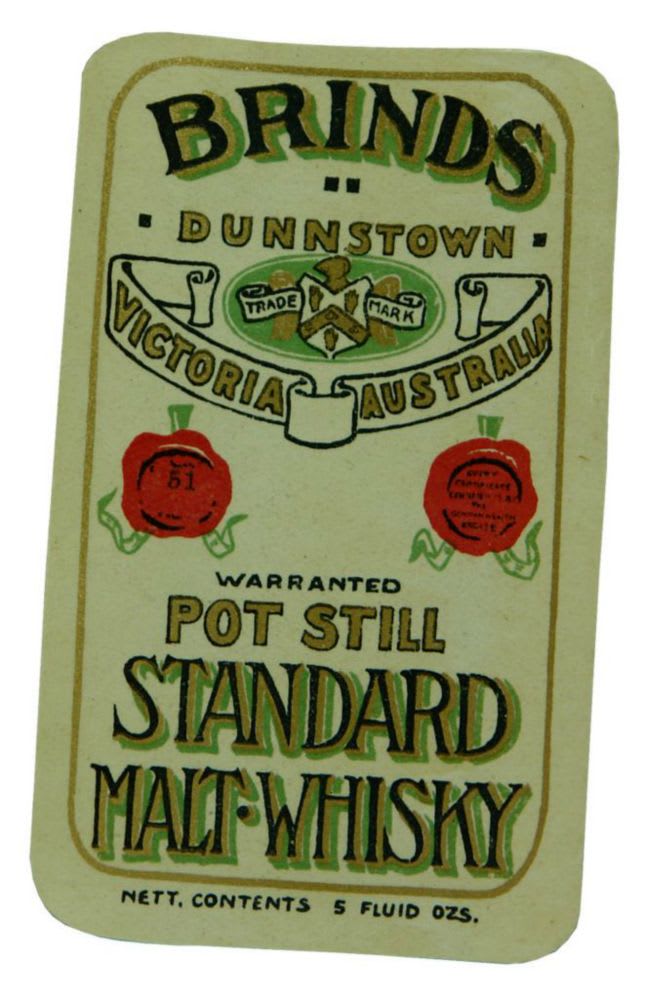 Brinds Dunnstown Malt Whisky Label