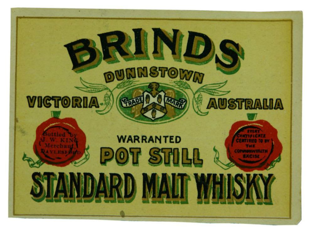 Brinds Dunnstown Malt Whisky Label