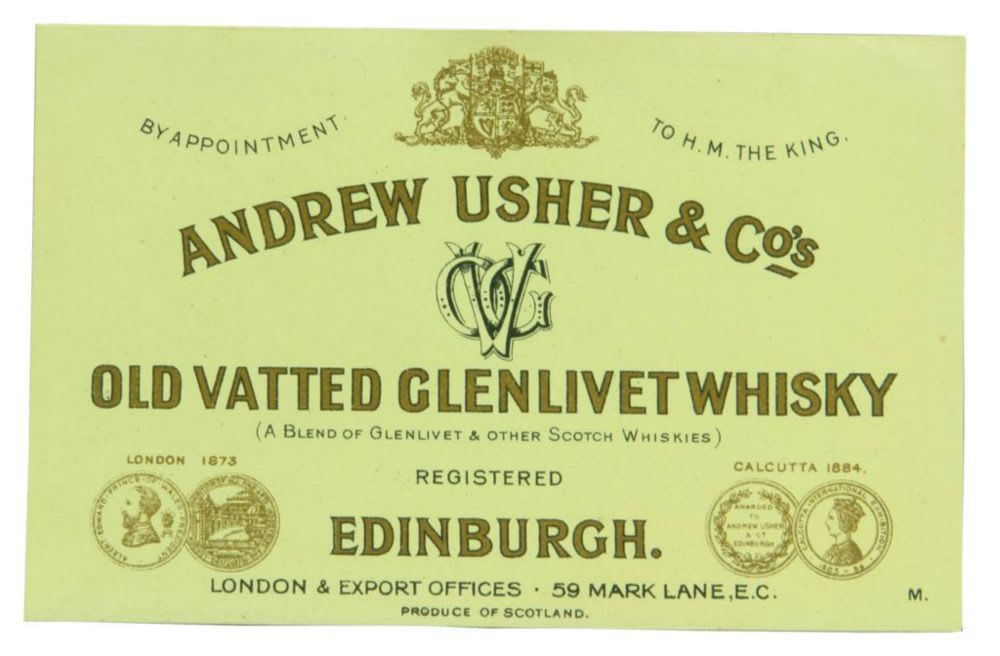 Andrew Usher Glenlivet Whisky Label