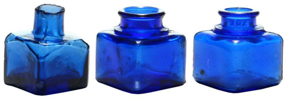 Collection Cobalt Blue Glass Ink Bottles