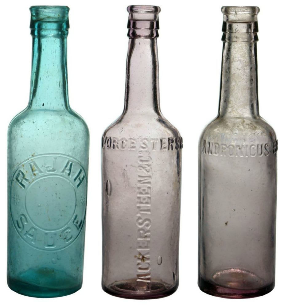 Collection Antique Old Sauce Bottles