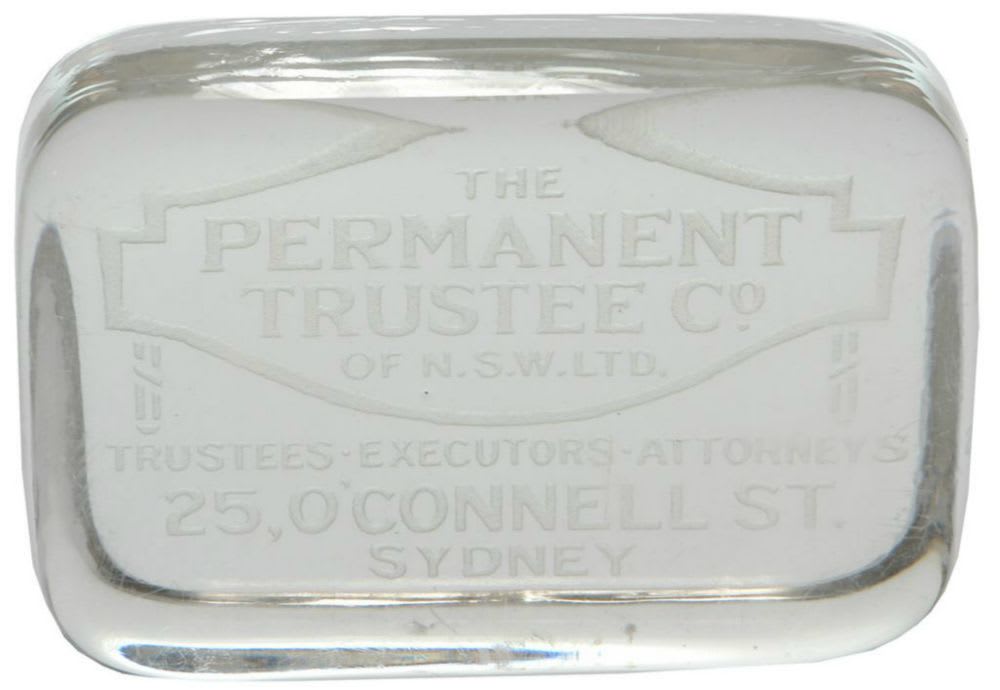 Permanent Trustee Glass Paperweight Advertising