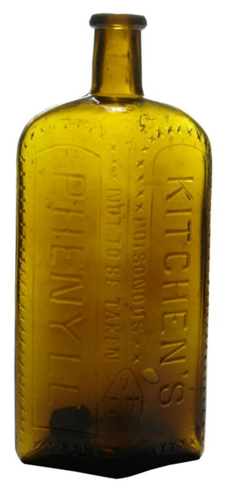 Kitchen's Phenyle Amber Glass Bottle