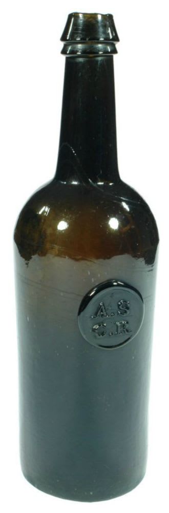 ASCR Black Glass Sealed Antique Bottle