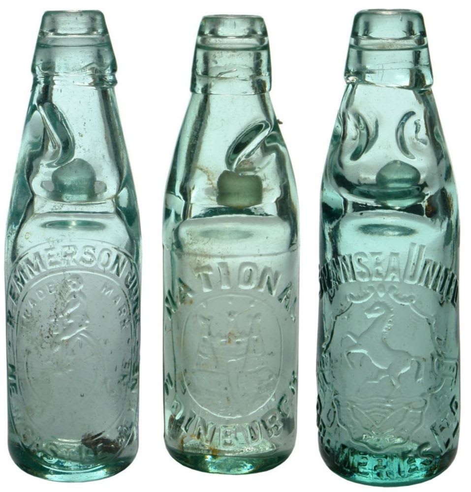 Collection Old Antique Codd Marble Bottles