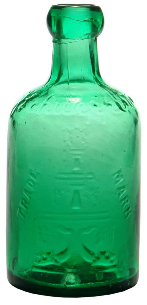 Schweppe Fish Fountain Green Glass Bottle
