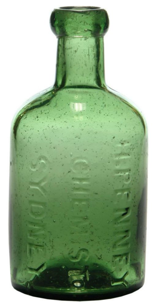Penney Chemist Sydney Green Glass Bottle