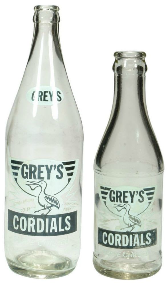 Grey's Cordials Smithton Pelican Crown Seal Bottles