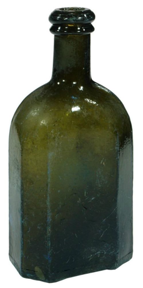 Irregular Octagon Black Glass Bottle