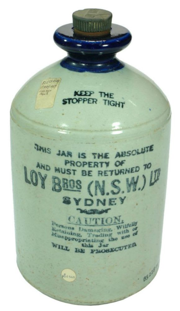 Loy Bros Sydney Blue Lip Stoneware Demijohn