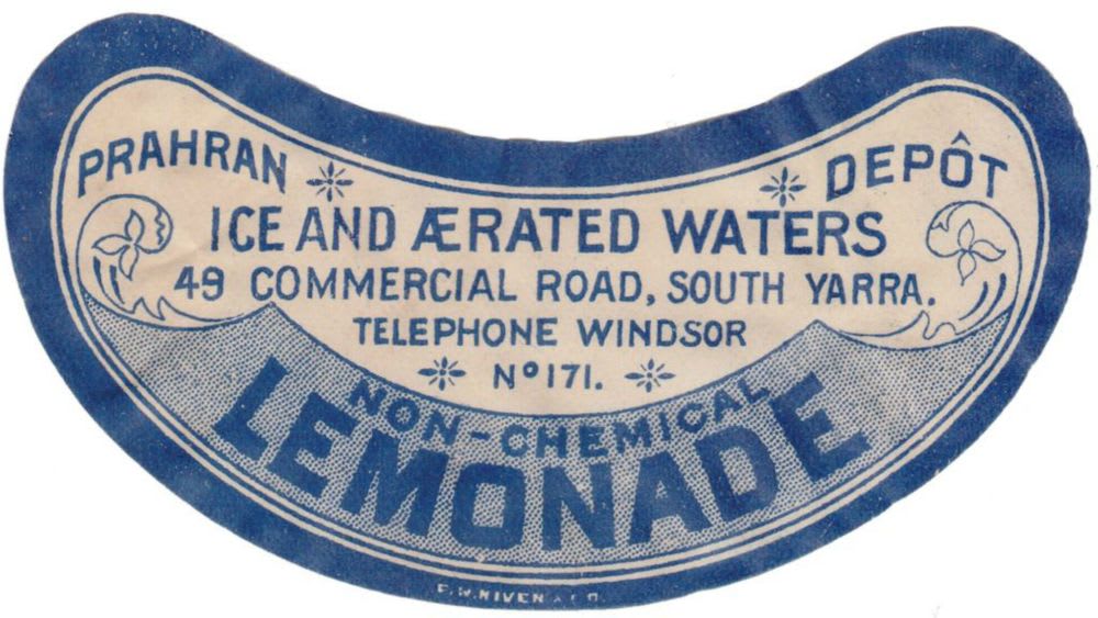 Prahran Ice Aerated Waters Lemonade Label