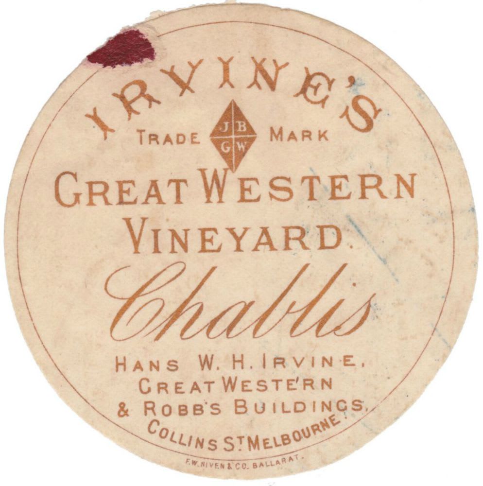 Irvine's Great Western Vineyard Chablis Label
