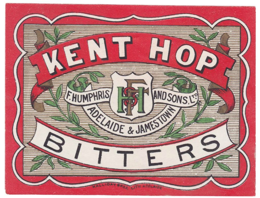 Humphris Adelaide Jamestown Kent Hop Bitters Label