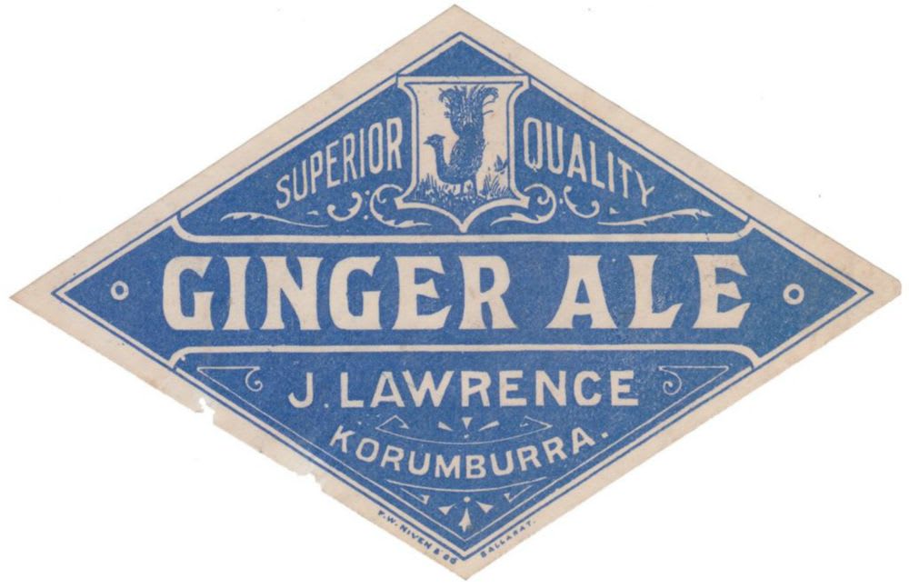 Lawrence Korumburra Ginger Ale Label