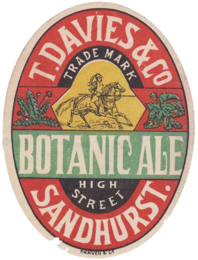 Davies Botanic Ale Sandhurst Label