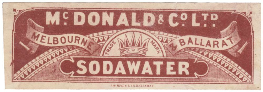 McDonald Melbourne Ballarat Crown Sodawater Label