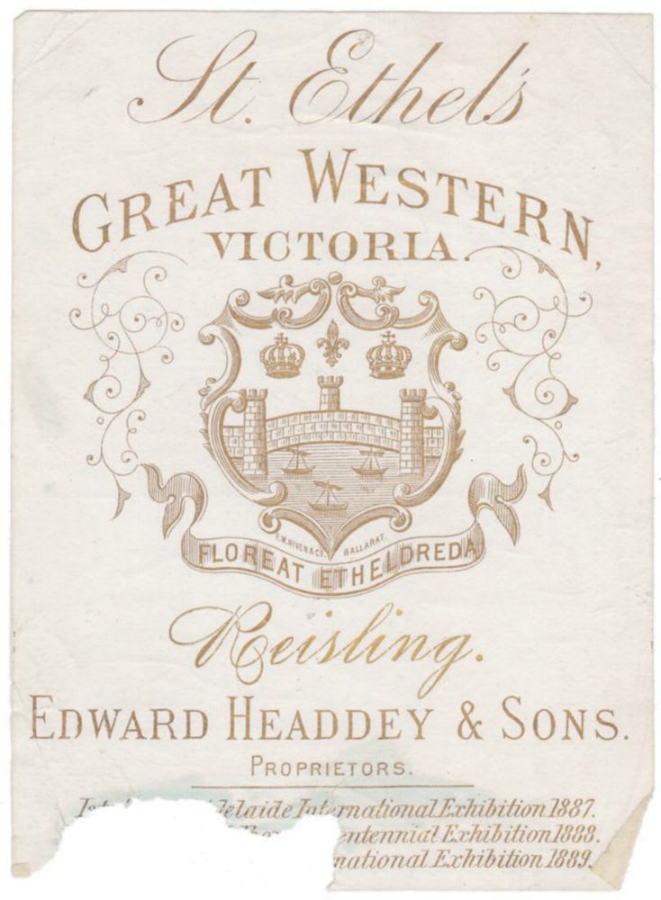 Great Western Vineyard St Ethel's Headdey Label