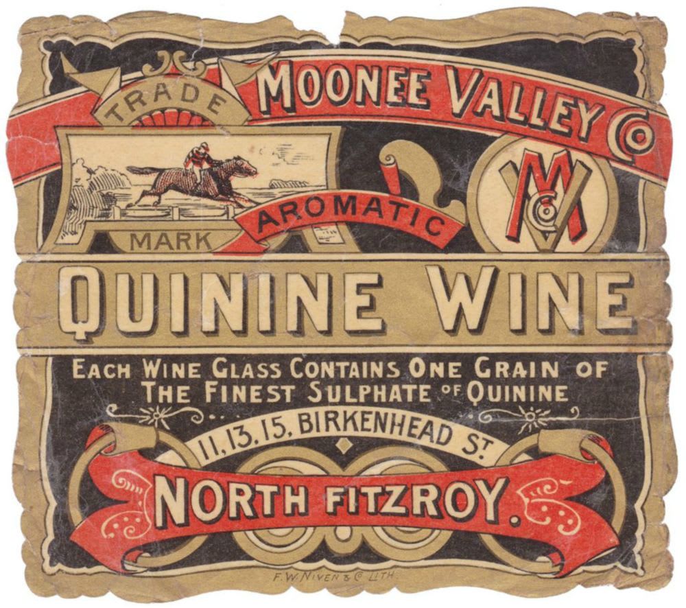 Moonee Valley North Fitzroy Quinine Wine Label