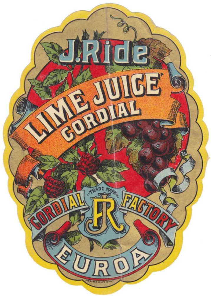 Ride Euroa Lime Juice Cordial Label