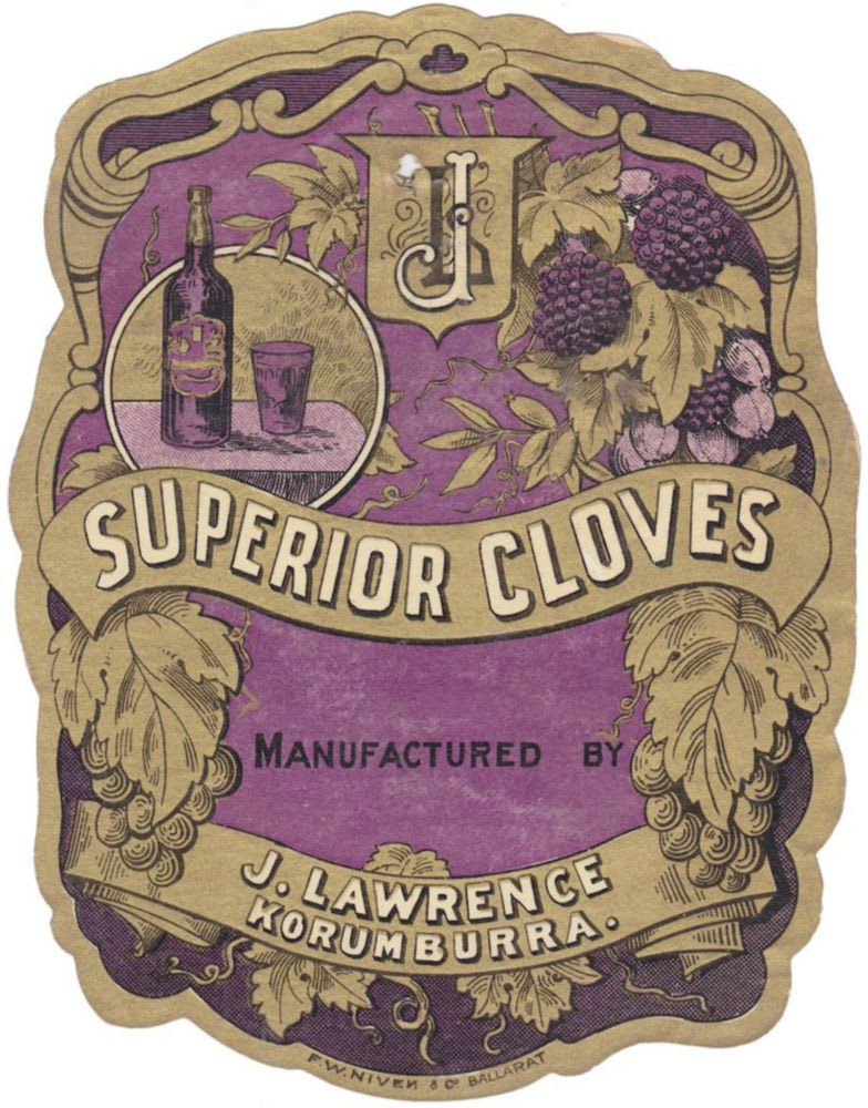 Lawrence Korumburra Superior Cloves Label