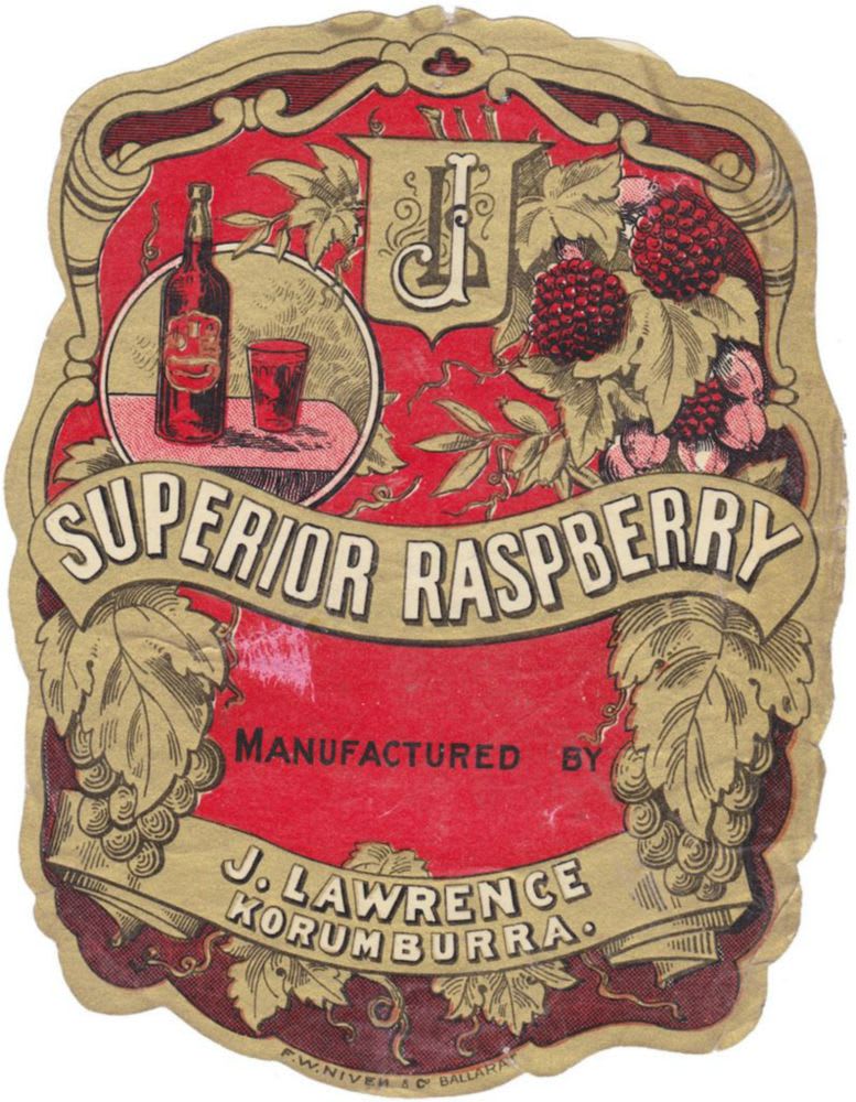 Lawrence Korumburra Superior Raspberry Label